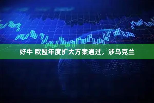 好牛 欧盟年度扩大方案通过，涉乌克兰